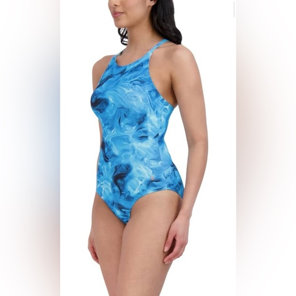 Spyder One Piece Swimsuit with High Neck Double Belt, Tummy Control,Quick Drying - Picture 2 of 11